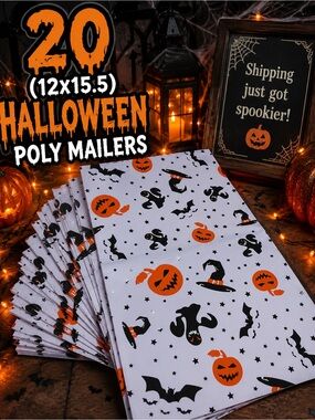 Halloween Pumpkin & Ghost Poly Mailers - (20 Pack)(12x15.5)
